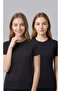 Women's 2-Piece Black Crew Neck Short Sleeve Basic T-Shirt (2 Pieces) - 3