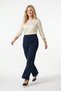 Women's Navy Blue Large Size Crepe Trousers Palazzo Elastic Waist Full Lycra Stretchy Pocketless Button Detail Oversized Wide Leg - 5