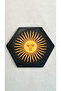 Set of 2 Leather Coasters - Genuine Vegetable Leather - Sun Printed - Handmade Coaster - 2