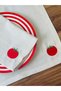 6 Pieces Tomato Embroidery Natural Linen American Service - 2