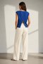 Cobalt Blue Back Slit Detailed Crew Neck 100% Cotton Women's Knitwear Blouse - 5