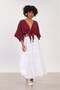 Women's Tie-Front Crop Blouse - Burgundy - 2