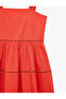 Cotton Lace Detailed Square Neckline Strappy Poplin Long Dress - 3