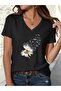 Women's Mix Printed V-Neck Sleeved Regular Fit Comfortable T-Shirt