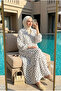 Women's Polka Dot Layered Hijab Dress (Unlined) - 3