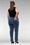 69005 Plus Size Beyoğlu Stone Detailed Jeans - Snow Wash Navy Blue - 6