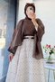 Premium Bat Sleeve Shawl Collar Voile Blouse - Brown - 7