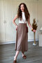 Tencel Fabric Asymmetrical Midi Brown Skirt - 7