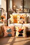 Daisy and Cat Patterned 4-Piece Throw Pillow Cover Set
