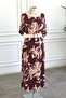 Patterned Tencel Dress with Side Slits and Self-Waist Belt - 7
