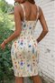 Women's Strappy Ring Detailed Double Breasted Collared Patterned Single Jersey Short Dress - 3
