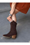 Eva Brown Calf Suede Dallas Heel Western Summer Boots - 4