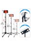 Tripod Stand Tablet Holder: Adjustable Height Foldable Phone Tripod for 4.7-12.9 Inch Devices - 4