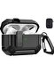 AirPods Pro 2nd Gen Case Cover 2022, Protective Case with Lock, Military Hard Rugged, Black