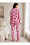 Seasonal Viscose Buttoned Pink Women's Pajama Set - 4