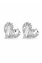 Brass Silver Color Embroidered Heart Model Women's Earrings