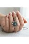Abalone Mother-Of-Pearl Compass Star Zircon Stone Medallion Necklace - 2