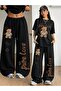 Unisex Pure Love Bear Printed Oversize Tshirt and Baggy Sweatpants - Summer Two-Piece Tracksuit Set