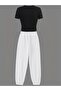 Women's Minniemay Printed Baby Tee Combed Cotton Crop Top and Sweatpants - Two-Piece Tracksuit Set - 3