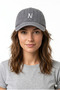 Gray Embroidered Washable Vintage Unisex Hat with Letter N - 2