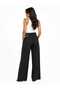 Women's High Waist Wide Leg Pants with Double Side Buckle Detail - 2