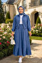 Women's Zippered Strawberry Fabric Blue Jacket Skirt Double Set - 2
