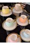 6 Persons Colorful First Class Porcelain Coffee Cup Set 90 ml - 5