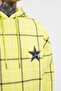 Men's Leather Applique Hooded Sweatshirt Neon Yellow - 4