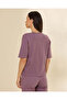 Women Mauve Printed Crew Neck T-Shirt - 3