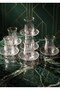 Jewel Echo 12 Piece Tea Cup Set Hand Painted Shiny Silver&Shiny Gold