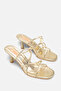 Lea Gold Metallic Thin Strap Mid-Heeled Women's Slippers