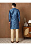 Mens Self Design Jacquard Silk Kurta Set - 2