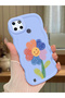 Realme C21Y Compatible Case Camera Protector Blue Silicone Couple Phone Case Floral Pattern