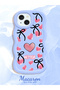 iPhone 14 Plus Compatible Case Camera Protector Blue Silicone Couple Phone Case Heart Pattern - 2