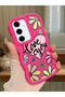Samsung Galaxy S24 Fe Compatible Case Camera Protector Red Silicone Couple Phone Case Floral Pattern