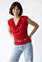 2133 Women's Padded Collar Slim Fit Sleeveless Blouse Red - 4
