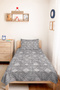 Gray Geometric Modern Young Room Single Pique Set-Anthracite Minimal Bedspread-160X220 cm - 6