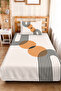 Geometric Modern Orange Young Room Single Pique Set - Black 160X220 cm Quilted Bedspread - 4