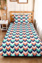 Geometric Navy Blue Youth Room Single Pique Set - Mint Salmon 160X220 cm Quilted Bedspread - 4