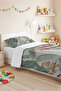 Tropical Green Young Room Single Pique Set - Botanical Tile 160X220 cm Quilted Bedspread - 5
