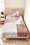 Geometric Powder Young Room Single Pique Set - Modern Beige 160X220 cm Quilted Bedspread - 2