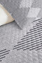 Gray Geometric Youth Room Single Pique Set - Anthracite Striped 160X220 cm Quilted Bedspread - 3