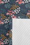 Floral Navy Blue Young Girl's Room Pique Set - Botanical Pink Yellow Seasonal Bedspread - 160X220 cm - 7