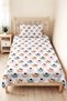 Colorful Cats Patterned Girls' Pique Set - Pastel Gray Seasonal Bedspread - 160X220 cm - 8