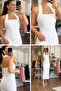 White Halter Neck Midi Dress - 2
