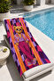 Teddy Bear and Purple Orange Geometric Patterned 70X150 Beach Towel - 3