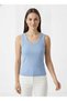 Women's U-Neck Plain Tank Top Blue
