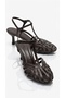 Velmya Women's Heeled Shoes Cage Detailed Closed Toe Thin Heel Ankle Strap Retro Sandals 8 cm - 2