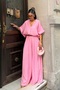 Women's V-Neck Blouse Wide-Leg Pants Oversize Modal Textured Set - 3