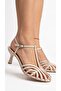 Velmya Women's Brown Leather Intertwined Band Hellenistic Design Single Band High Heel Shoes 8 cm - 2